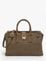 Sac Port� Main M Equestre Croco Cuir Etrier Marron equestre croco EEQC142M