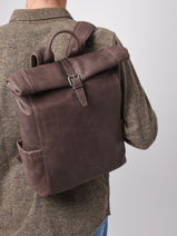 Leather Spider Backpack 2 Compartments Etrier spider ESPI8102-vue-porte